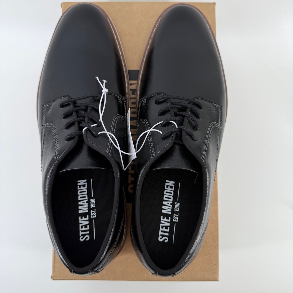 NEW Steve Madden P-Jansen 1849688 Men's Black Leather Lace Up Dress Shoes sz10.5 - Picture 2 of 6